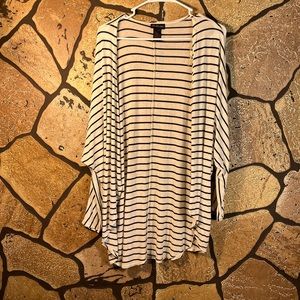 Cardigan duster egg shape Doleman sleeve stripped cotton spandex layering tunic